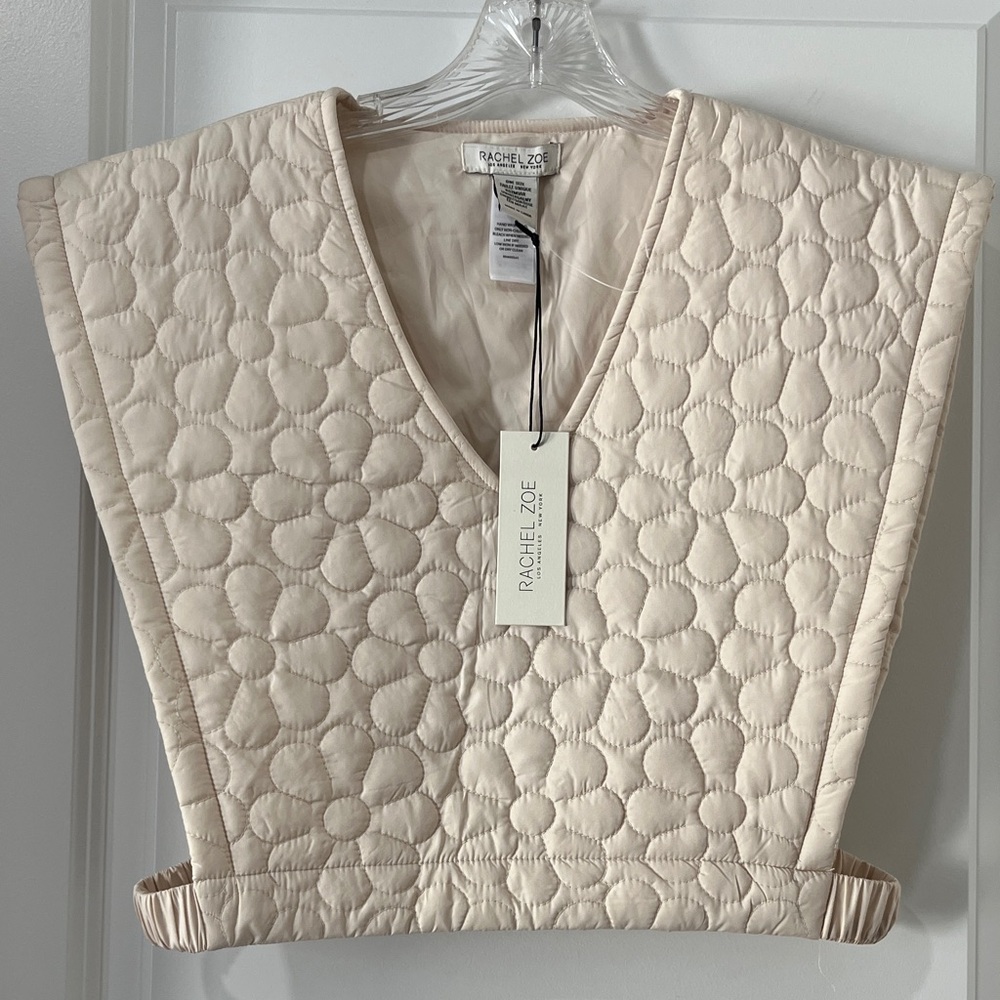 Rachel Zoe Cream Floral Quilted V-Neck Vest OSFM NWT SZ S-L